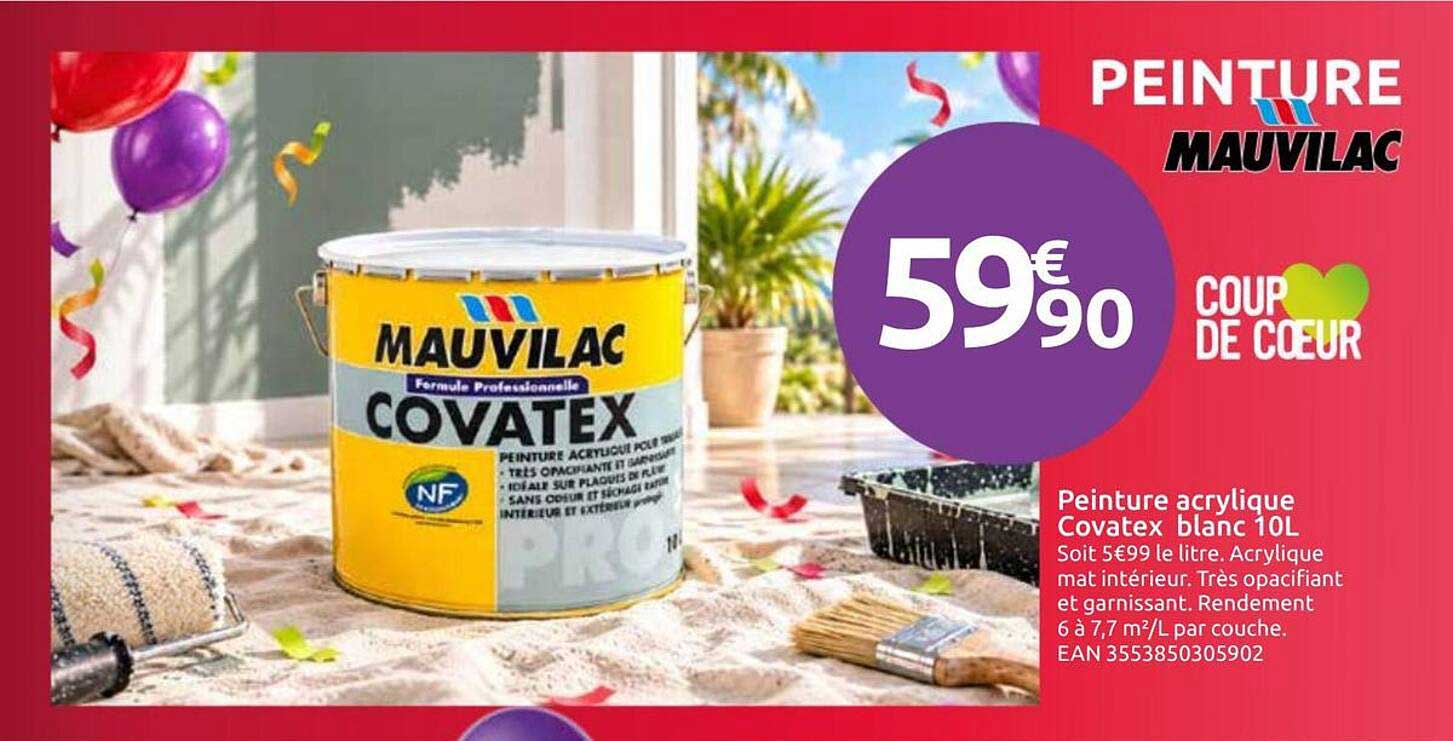 Peinture acrylique Covatex blanc 10L