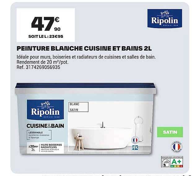 PEINTURE BLANCHE CUISINE ET BAINS 2L