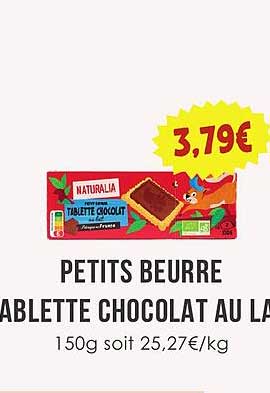PETITS BEURRE TABLETTE CHOCOLAT AU LAIT