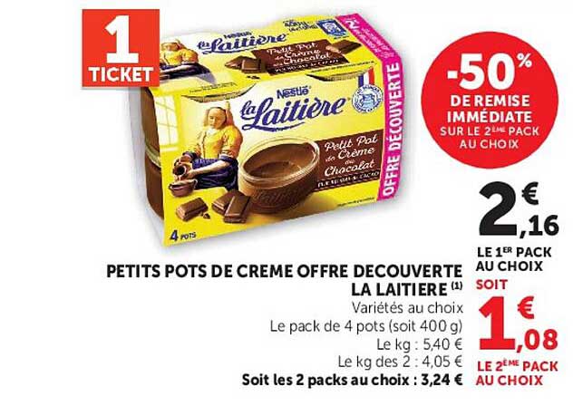PETITS POTS DE CREME OFFRE DECOUVERTE LA LAITIERE
