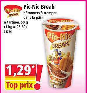 Pic-Nic Break bâtonnets à tremper dans la pâte à tartiner, 50 g (1 kg = 25,80) 32376