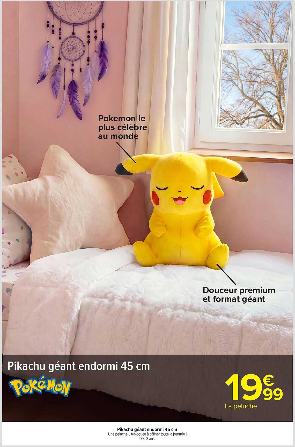 Pikachu géant endormi 45 cm