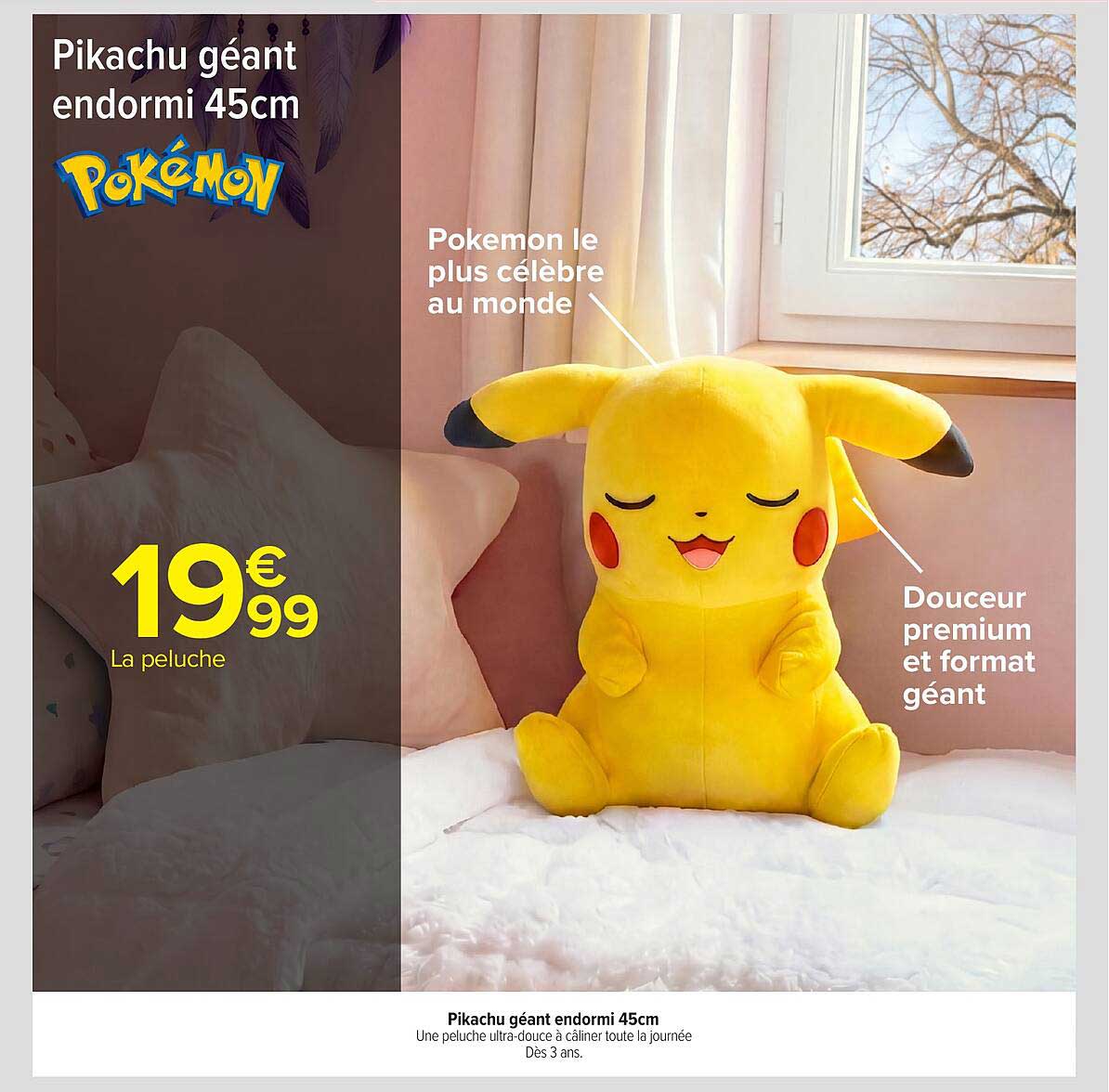 Pikachu géant endormi 45cm