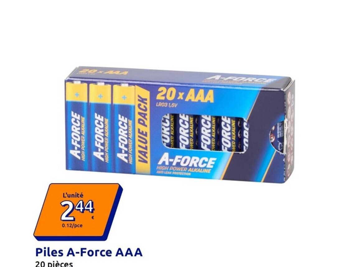 Piles A-Force AAA 20 pièces
