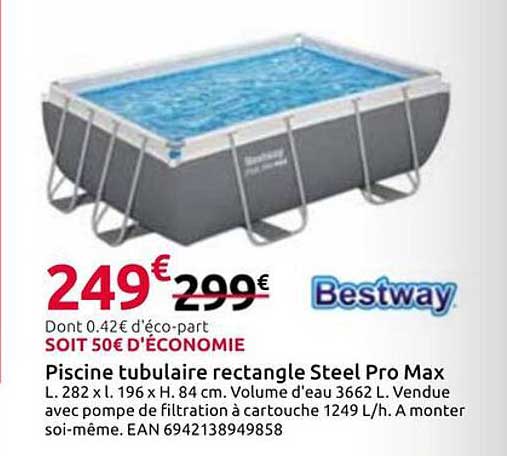 Piscine tubulaire rectangle Steel Pro Max