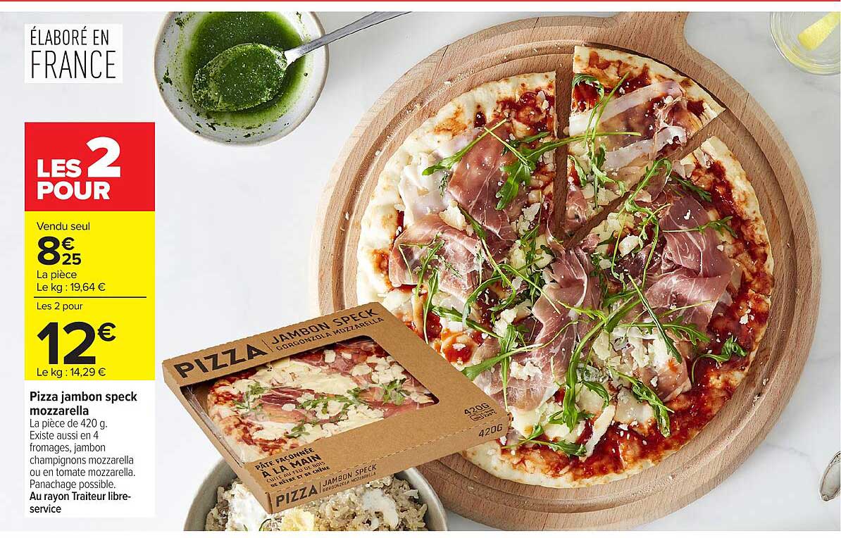 Pizza jambon speck mozzarella