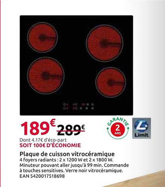 Plaque de cuisson vitrocéramique