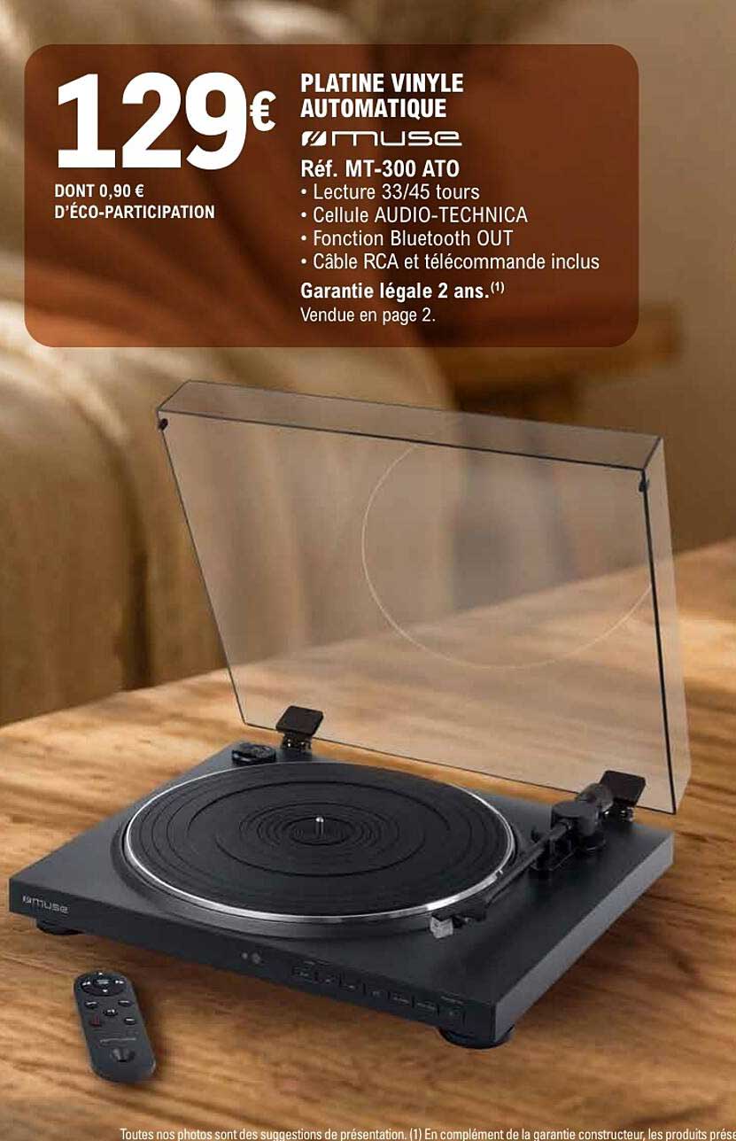 PLATINE VINYLE AUTOMATIQUE muse Réf. MT-300 ATO