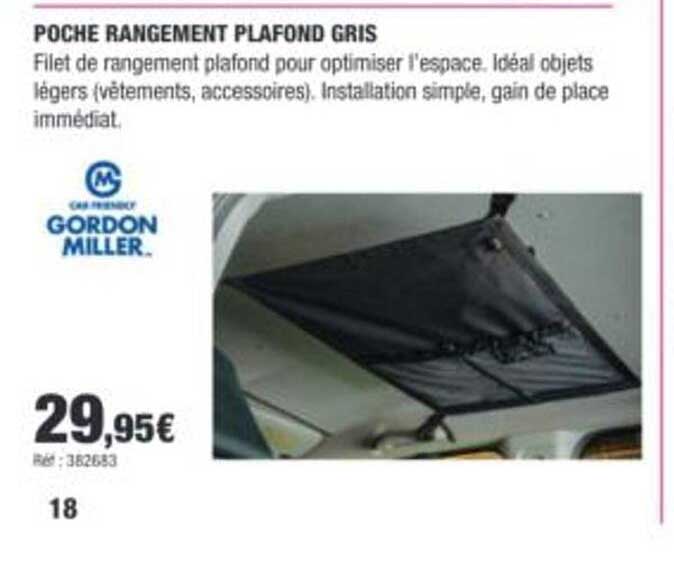 POCHE RANGEMENT PLAFOND GRIS