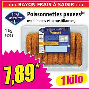 Poissonnette panées(a) moelleuses et croustillantes,