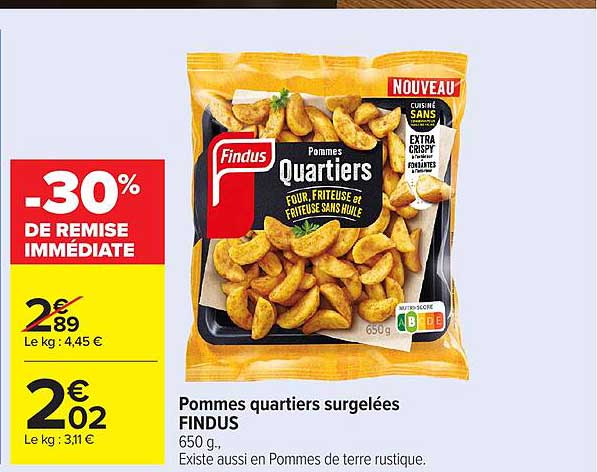 Pommes quartiers surgelées FINDUS 650 g