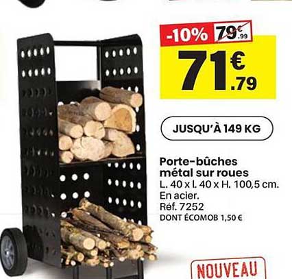 Porte-bûches métal sur roues