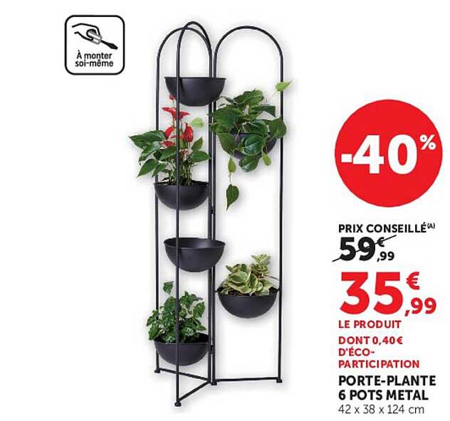 PORTE-PLANTE 6 POTS METAL