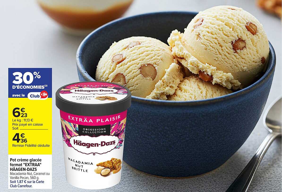 Pot crème glacée format "EXTRAA" HÄAGEN-DAZS