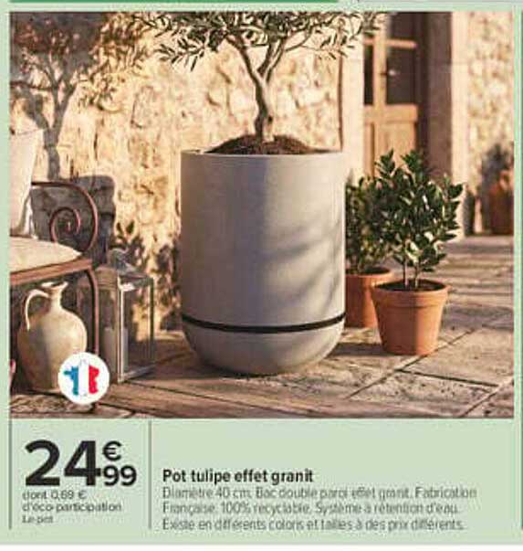 Pot tulipe effet granit