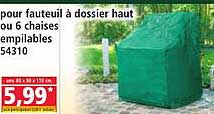 pour fauteuil à dossier haut ou 6 chaises empilables 54310