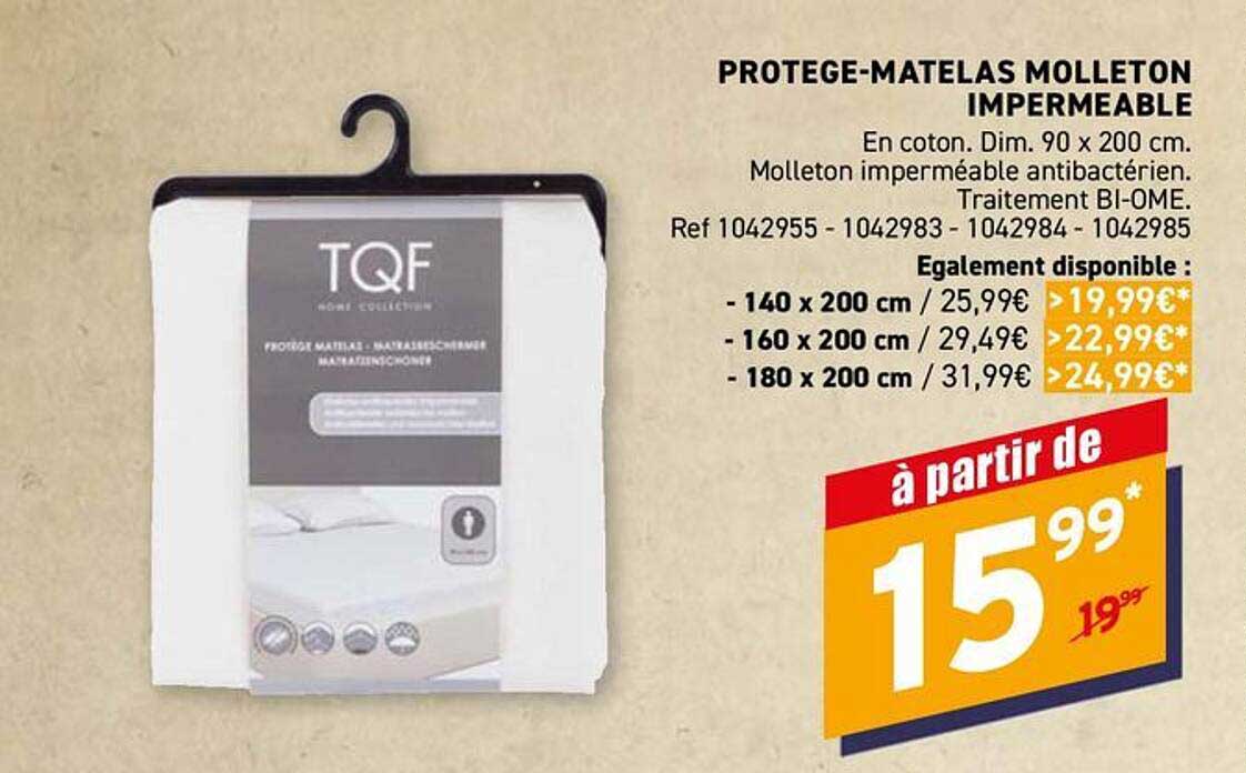 PROTEGE-MATELAS MOLLETON IMPERMEABLE