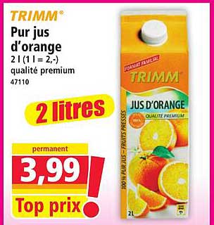 Pur jus d’orange 2 l (1 l = 2,-) qualité premium