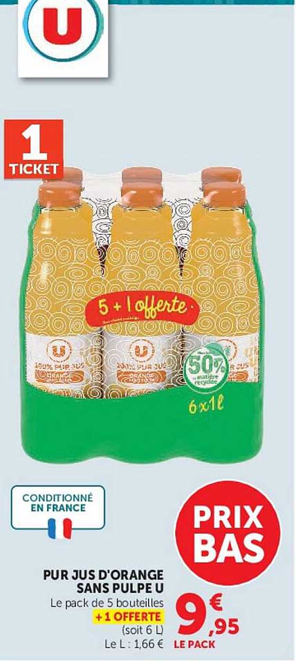 PUR JUS D’ORANGE SANS PULPE U