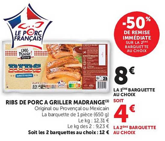 RIBS DE PORC A GRILLER MADRANGE