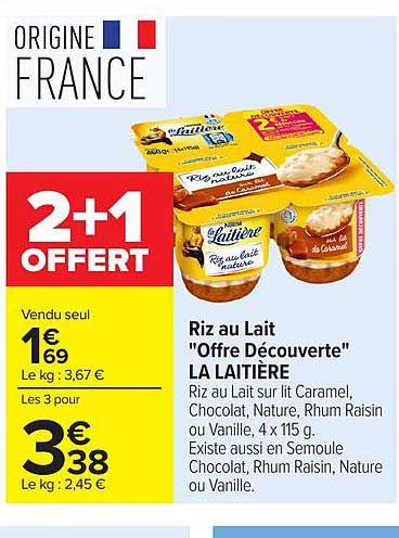 Riz au Lait "Offre Découverte" LA LAITIERE