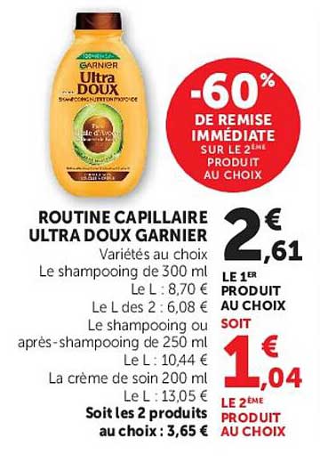 ROUTINE CAPILLAIRE ULTRA DOUX GARNIER