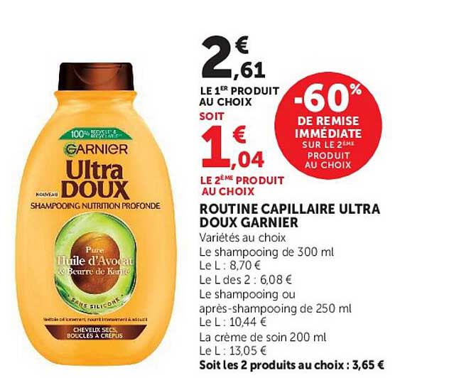 ROUTINE CAPILLAIRE ULTRA DOUX GARNIER