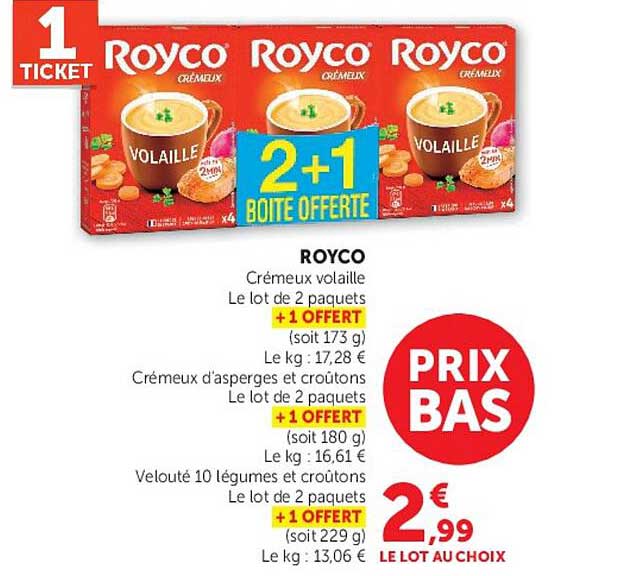 ROYCO Crémeux volaille Le lot de 2 paquets +1 OFFERT (soit 173 g) Le kg : 17,28 €