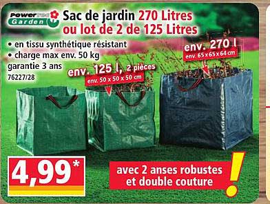 Sac de jardin 270 Litres ou lot de 2 de 125 Litres
