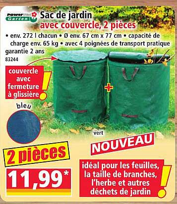 Sac de jardin avec couvercle, 2 pièces