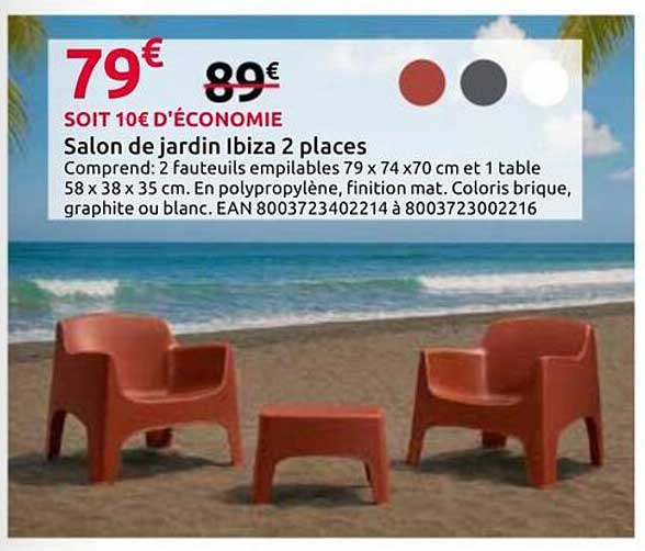 Salon de jardin Ibiza 2 places