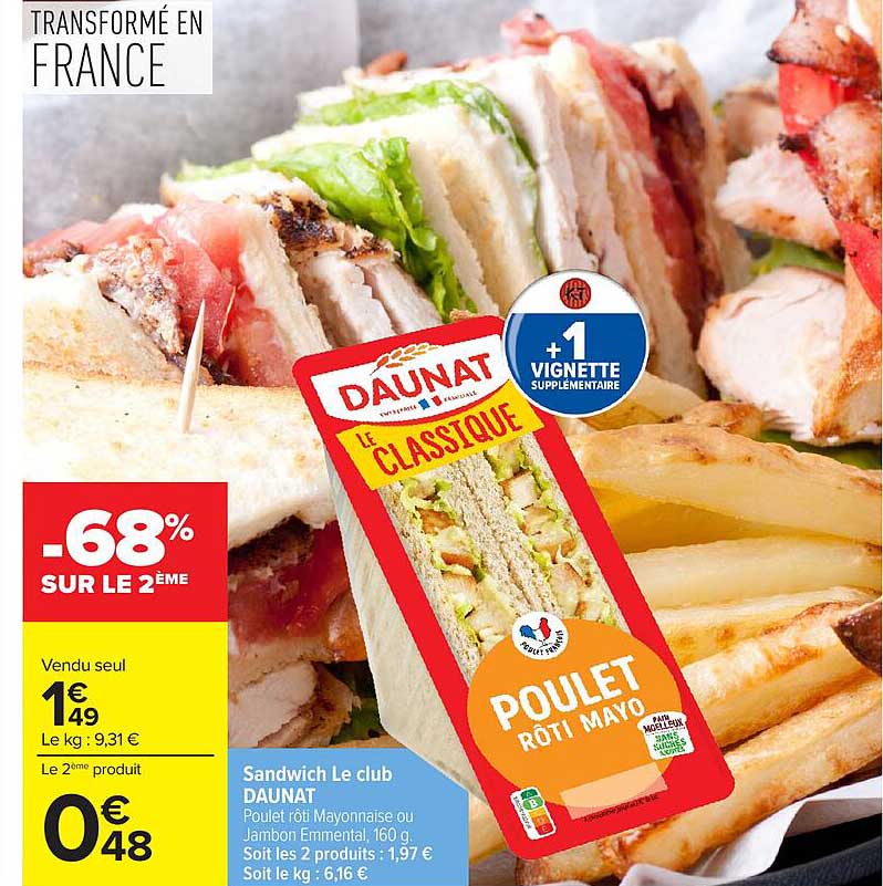 Sandwich Le club DAUNAT