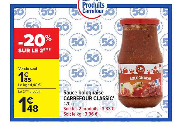 Sauce bolognaise CARREFOUR CLASSIC' 420 g.