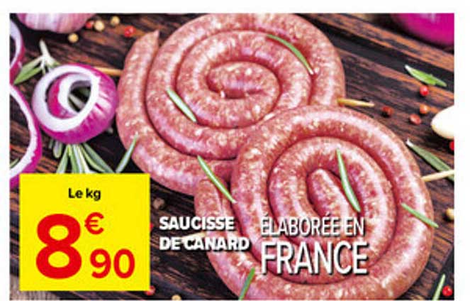 SAUCISSE DE CANARD ELABORÉE EN FRANCE