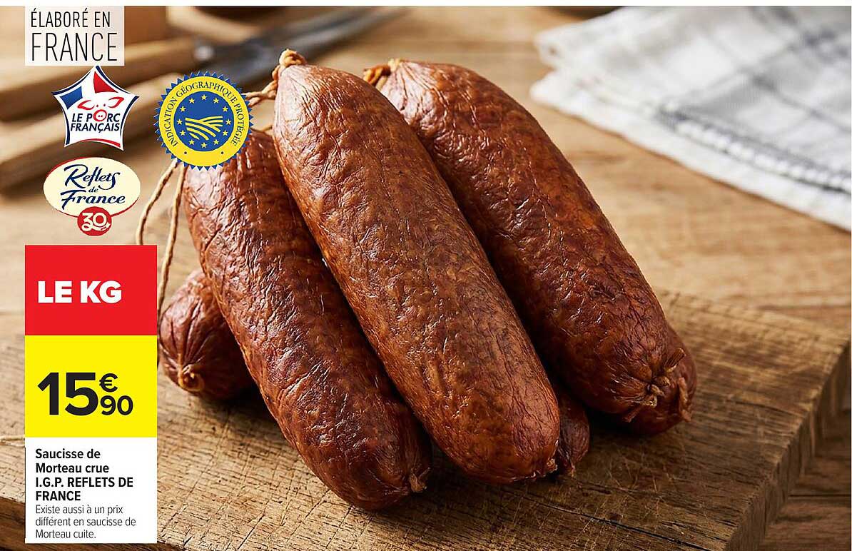 Saucisse de Morteau crue I.G.P. REFLETS DE FRANCE