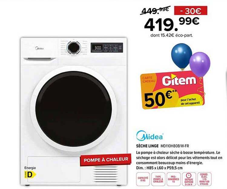 SÈCHE LINGE MD1OH80B/W-FR