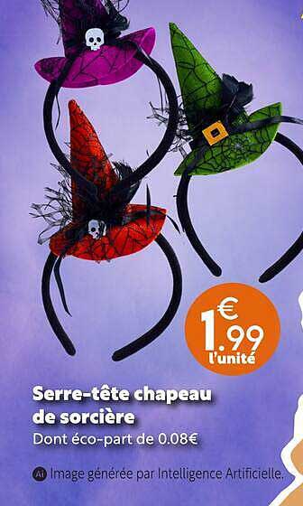 Serre-tête chapeau de sorcière