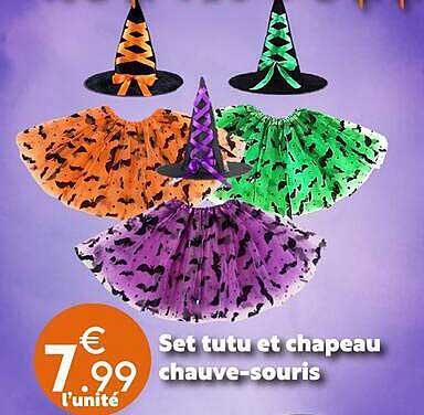 Set tutu et chapeau chauve-souris