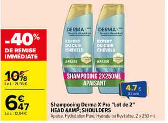 Shampooing Derma X Pro "Lot de 2" HEAD & SHOULDERS