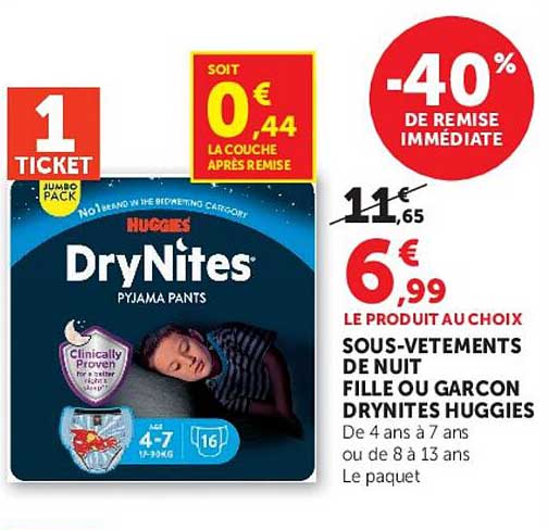 SOIT 0,44 € LA COUCHE APRÈS REMISE