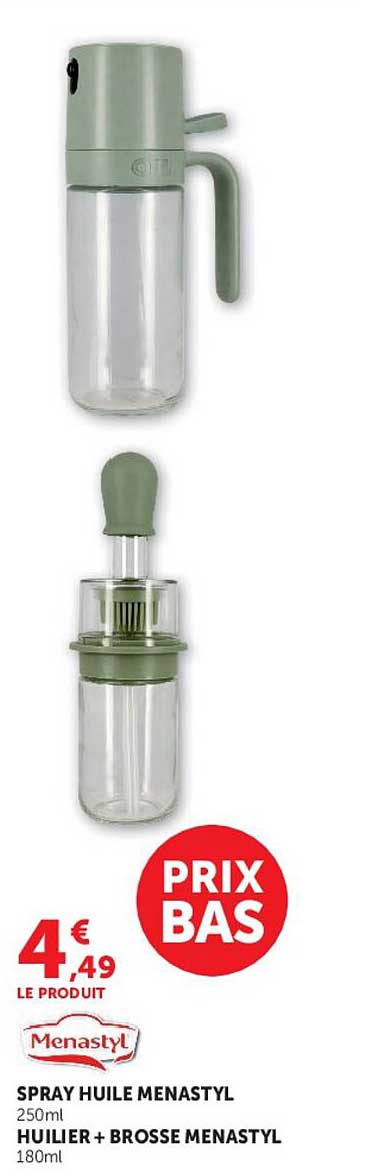 SPRAY HUILE MENASTYL 250ml HUILIER + BROSSE MENASTYL 180ml