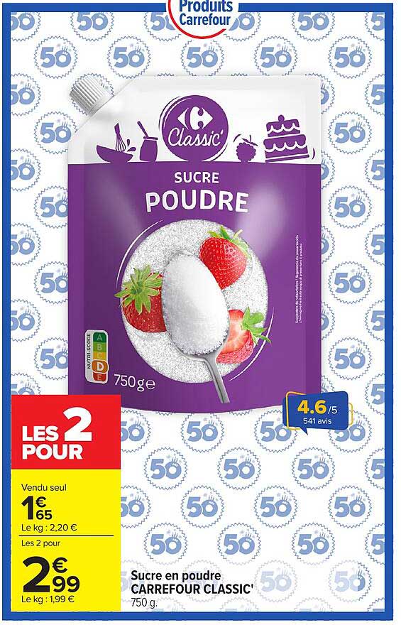 Sucre en poudre CARREFOUR CLASSIC’ 750 g