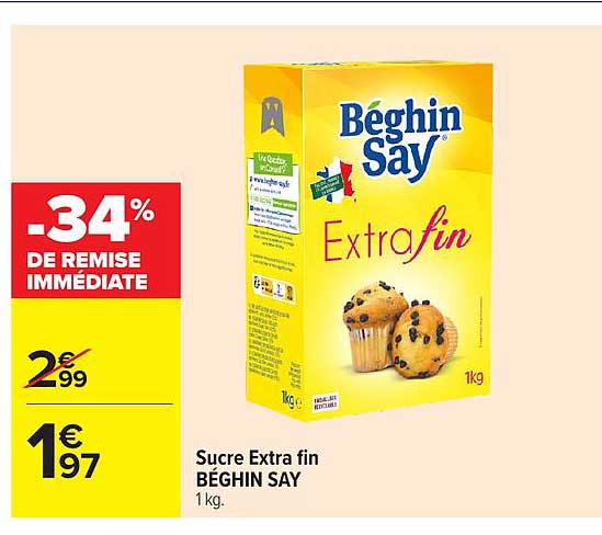Sucre Extra fin BÉGHIN SAY 1 kg.