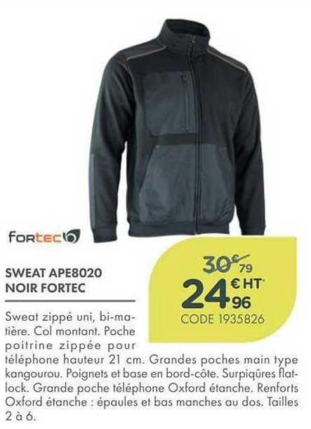 SWEAT APE8020 NOIR FORTEC