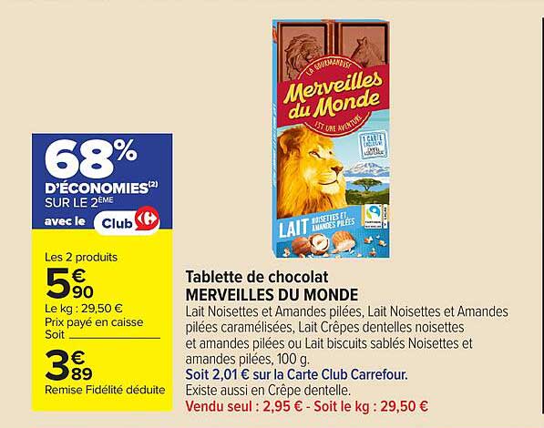 Tablette de chocolat MERVEILLES DU MONDE