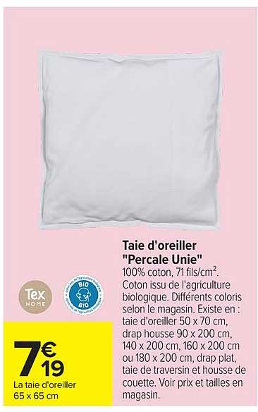 Taie d'oreiller "Percale Unie"