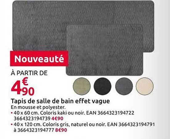Tapis de salle de bain effet vague