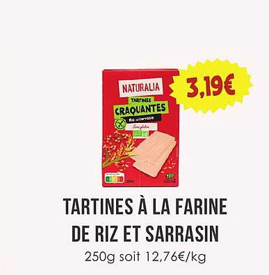 TARTINES À LA FARINE DE RIZ ET SARRASIN