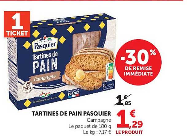 TARTINES DE PAIN PASQUIER Campagne Le paquet de 180 g