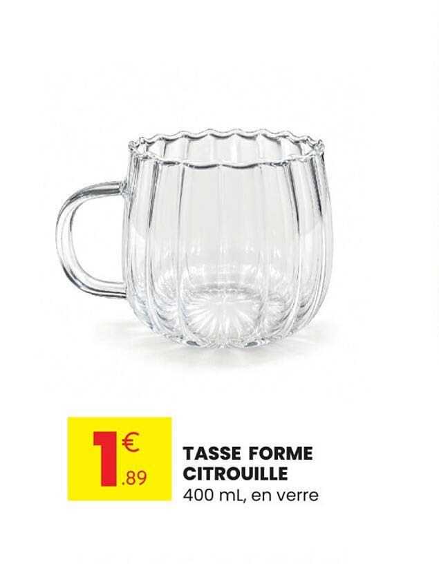 TASSE FORME CITROUILLE 400 mL, en verre